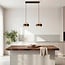 2-light pendant light Travé - travertine (natural stone) and wood