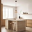 Japandi pendant light made of travertine (natural stone) and wood - Mara