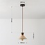Japandi pendant light made of travertine (natural stone) and wood - Mara