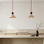 2-light Japandi pendant light Mara made of travertine (natural stone) and wood