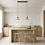 2-light Japandi pendant light Mara made of travertine (natural stone) and wood