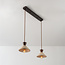 2-light Japandi pendant light Mara made of travertine (natural stone) and wood