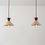 2-light Japandi pendant light Mara made of travertine (natural stone) and wood