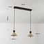 2-light Japandi pendant light Mara made of travertine (natural stone) and wood
