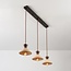 3-light Japandi pendant light Mara - travertine (natural stone) and wood
