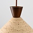 3-light Japandi pendant light Mara made of travertine (natural stone) and wood