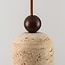 3-light Japandi pendant light Voro made of travertine (natural stone) and wood