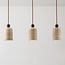3-light Japandi pendant light Voro made of travertine (natural stone) and wood