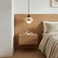 pendant light Vado - travertine (natural stone), wood and opal white glass