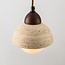Pendant light Vado made of travertine (natural stone), wood and opal white glass