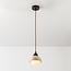 pendant light Vado - travertine (natural stone), wood and opal white glass