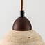 pendant light Vado - travertine (natural stone), wood and opal white glass