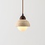 pendant light Vado - travertine (natural stone), wood and opal white glass