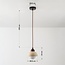 pendant light Vado - travertine (natural stone), wood and opal white glass