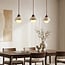 3-light pendant light Vado - travertine (natural stone), wood and glass
