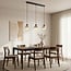 3-light pendant light Vado - travertine (natural stone), wood and glass