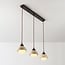 3-light pendant light Vado - travertine (natural stone), wood and glass