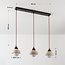 3-light pendant light Vado made of travertine (natural stone), wood and glass