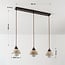 3-light pendant light Vado - travertine (natural stone), wood and glass