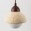 Japandi Vado pendant light made of travertine (natural stone), wood and glass, 3-light