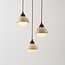Japandi Vado pendant light made of travertine (natural stone), wood and glass, 3-light