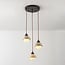 3-light pendant light Vado - travertine (natural stone) and glass, round