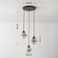 3-light pendant light Vado - travertine (natural stone) and glass, round