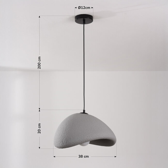 Wabi-Sabi pendant lamp Cemento grey stone effect - 38 x 30 cm