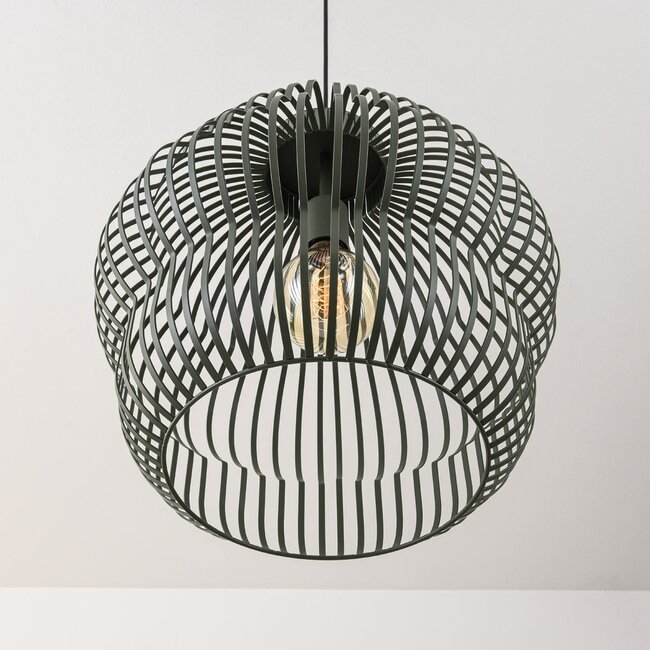 Pendant lamp Kavo in green metal Ø40 cm