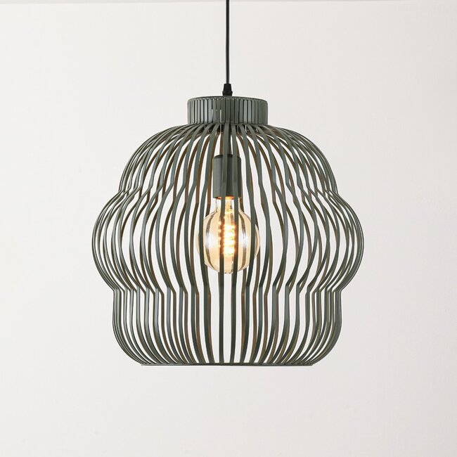 Pendant lamp Kavo in green metal Ø40 cm