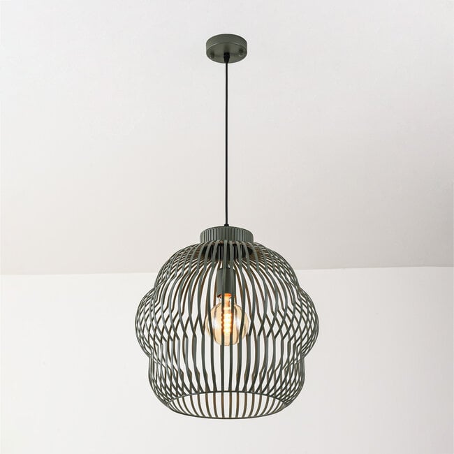 Pendant lamp Kavo in green metal Ø40 cm