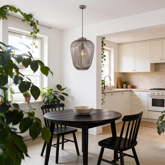 Pendant light Taro in light grey metal – Ø35 cm