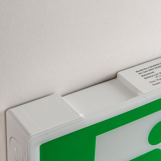 Surface-mounted 3-watt emergency lighting unit with 4 pictograms