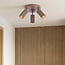 Round Blaze ceiling light with 3 adjustable spotlights - ribbed brown