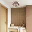 Round ceiling lamp Blaze with 3 adjustable spotlights, ribbed brown