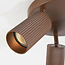 Round Blaze ceiling light with 3 adjustable spotlights - ribbed brown