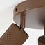 Round Blaze ceiling light with 3 adjustable spotlights - ribbed brown
