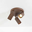 Round Blaze ceiling light with 3 adjustable spotlights - ribbed brown