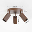 Round Blaze ceiling light with 3 adjustable spotlights - ribbed brown