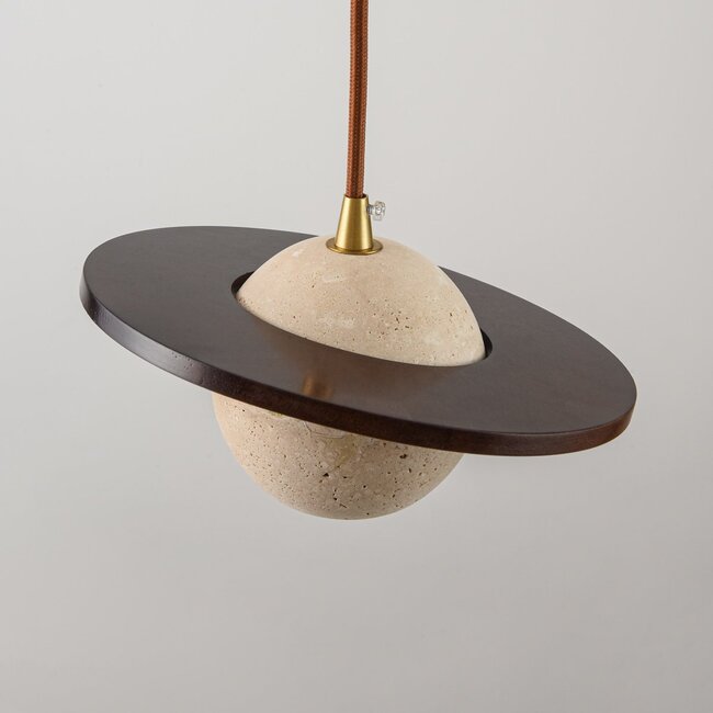 Pendant light Tona made of travertine (natural stone) and wood