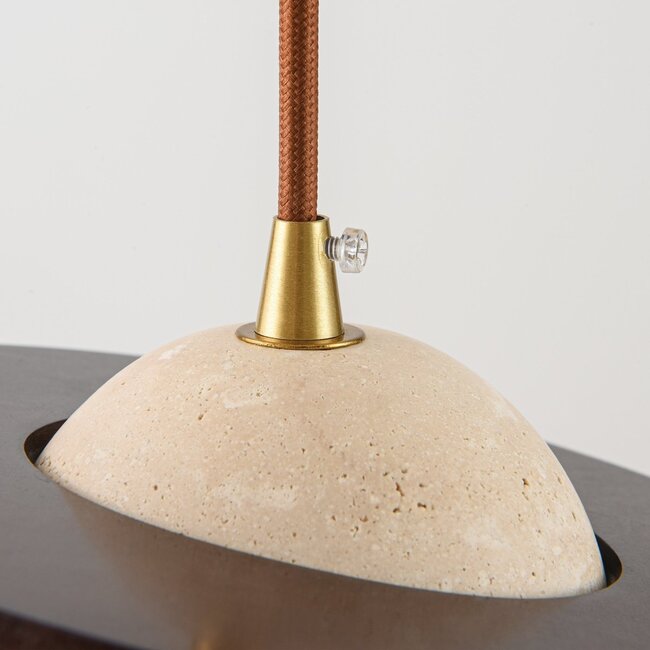 Pendant light Tona made of travertine (natural stone) and wood
