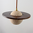 3-light pendant light with travertine (natural stone) and wood - Tona