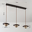 3-light pendant light with travertine (natural stone) and wood - Tona
