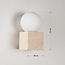 Square travertine wall light and opal white glass - Marno