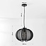 Lofas pendant light with open metal shade and black fabric