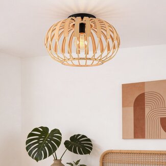 Ceiling light with open bamboo shade - Karo
