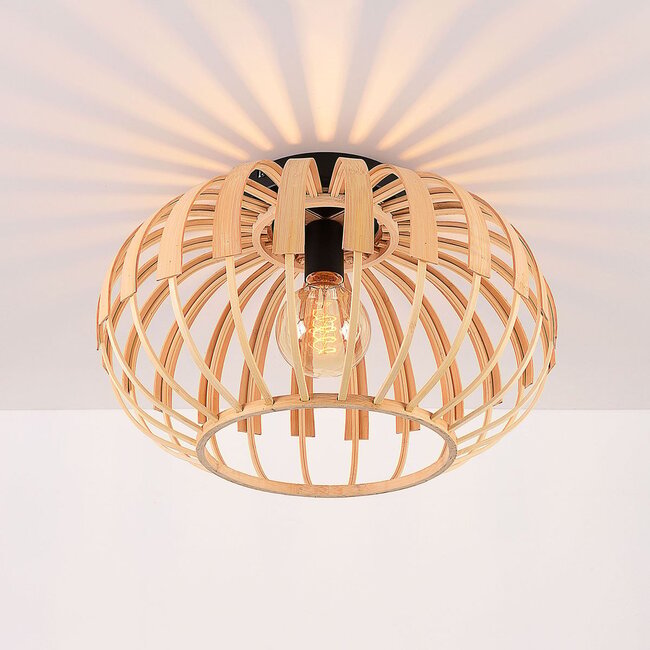 Ceiling light Karo with open bamboo shade