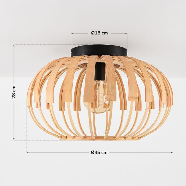 Ceiling light Karo with open bamboo shade