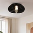 Wood ceiling light Roia with black slats, open round shape and diffuser