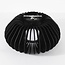 Wood ceiling light Roia with black slats, open round shape and diffuser